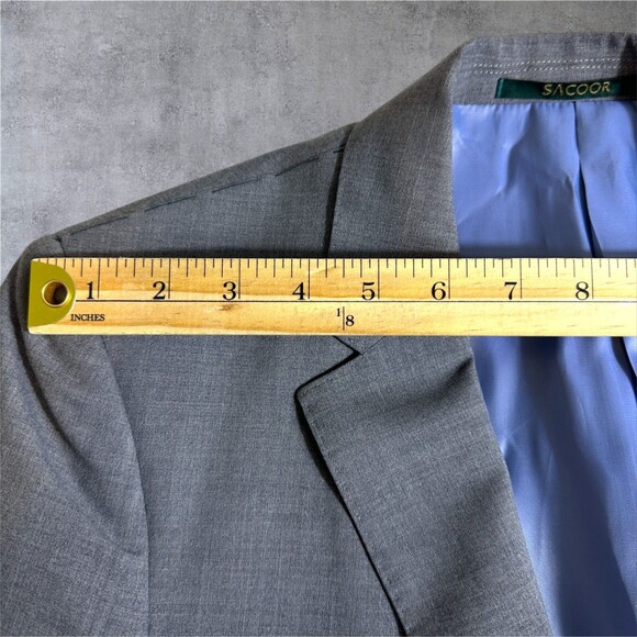 $495 SACOOR Slim fit Mens Blazer Sport Coat Two Button Jacket 38R SUPER*130 WOOL - Picture 5 of 13